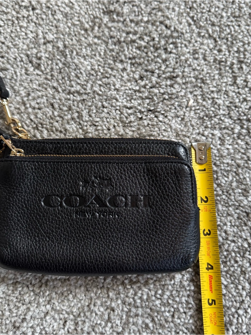 Coach Black Pebbled Leather Double Zip Wristlet with Gold Hardware - Picture 5 of 5